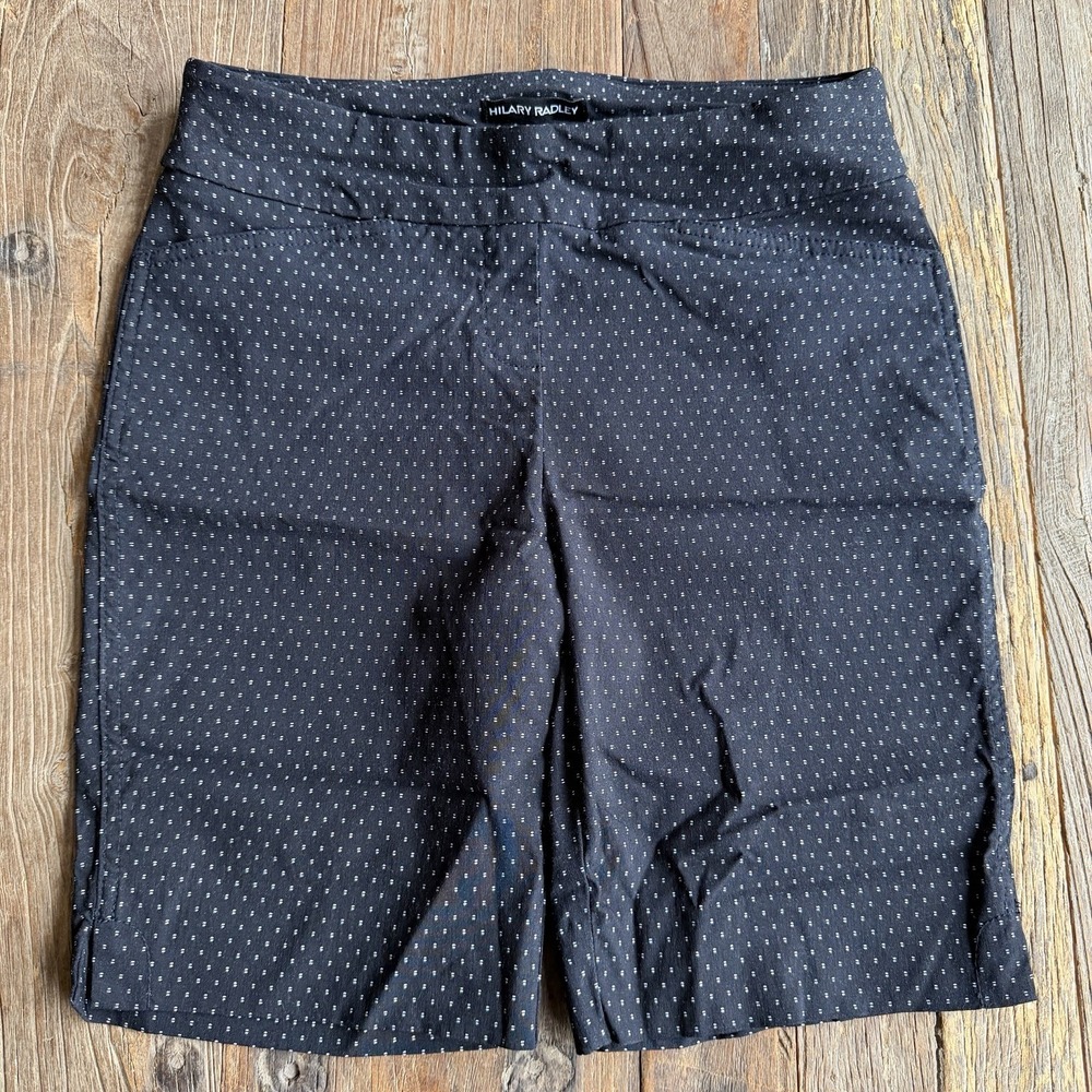 Hilary Radley womens Size S blue polka dot pull on shorts‎ never fade timeless
